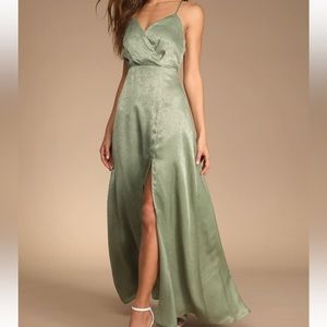 Constantine Dusty Sage Satin Maxi Dress